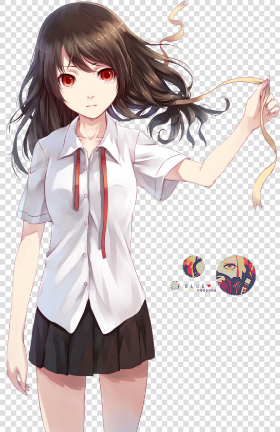 Anime Girl With Brown Hair And Red Eyes   Png Download   Anime Girl Brown Hair Red Eye  Transparent PngTransparent PNG