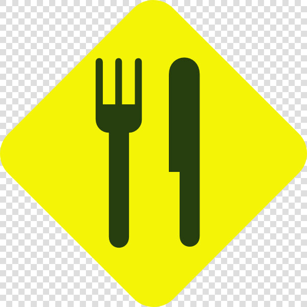 Yellow And Green Knife And Fork Diagonal Svg Clip Arts   Traffic Sign  HD Png DownloadTransparent PNG