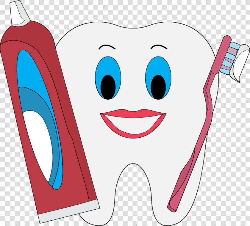 Vector Transparent Happy Tooth With Toothpaste   Tooth Paste And Brush  HD Png DownloadTransparent PNG