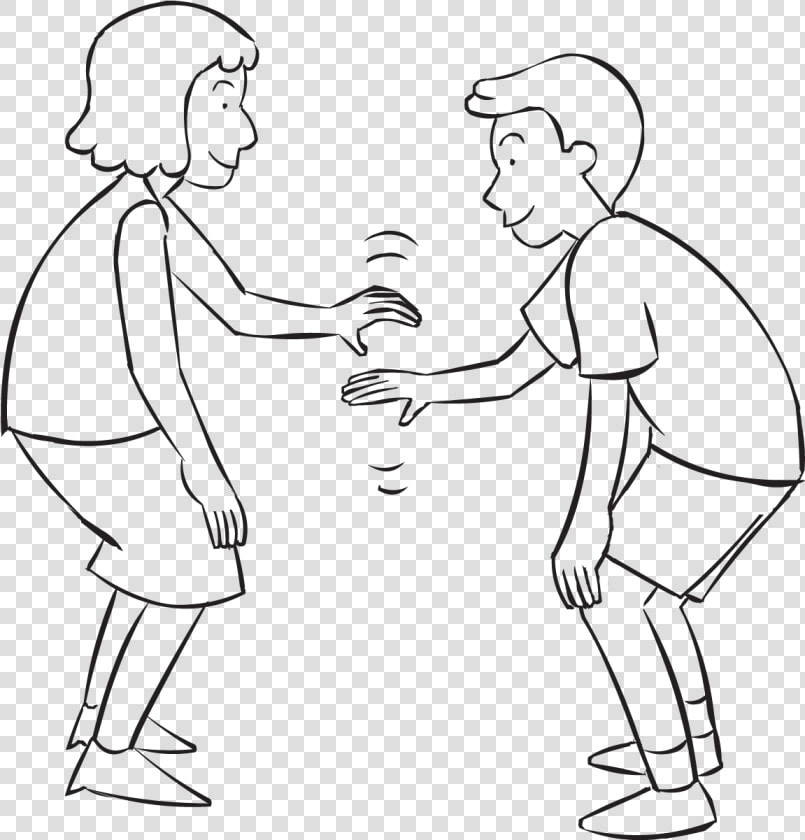 Two People Trying To Tag Each Others Knees In Knee   Line Art  HD Png DownloadTransparent PNG