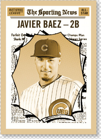 Javier Baez 2019 Heritage Baseball Base Poster Gold   2019 Topps Heritage The Sporting News  HD Png DownloadTransparent PNG