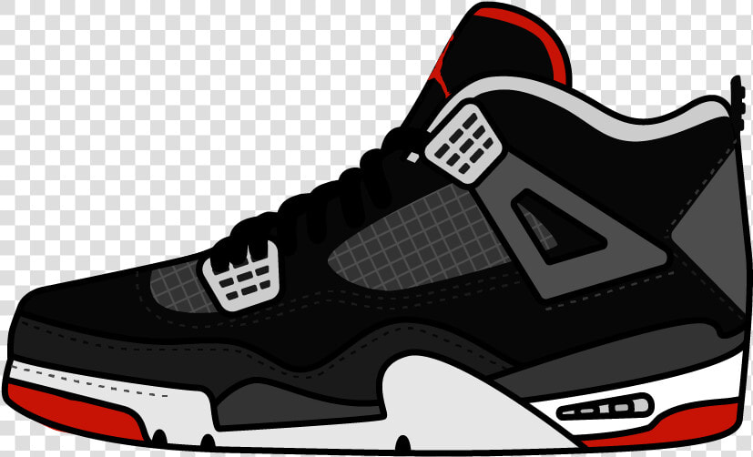 Hd Sneakers Free Unlimited   Jordan 4 Bred Drawing  HD Png DownloadTransparent PNG