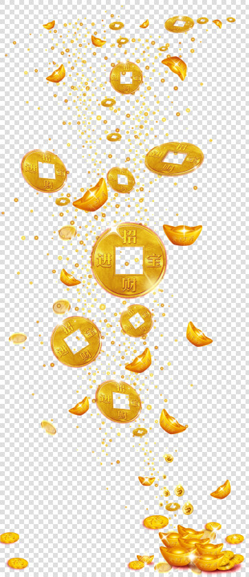 Floating Gold Ingot Coins Transparent Decoration   Gold Coin Chinese Png Falling  Png DownloadTransparent PNG