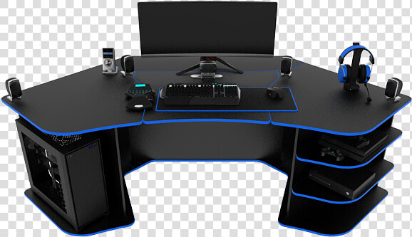 R2 Gaming Desk   Black And Blue Gaming Desk  HD Png DownloadTransparent PNG