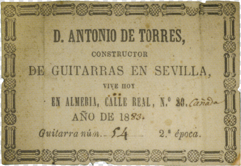 Antonio De Torres Guitar Label  HD Png DownloadTransparent PNG