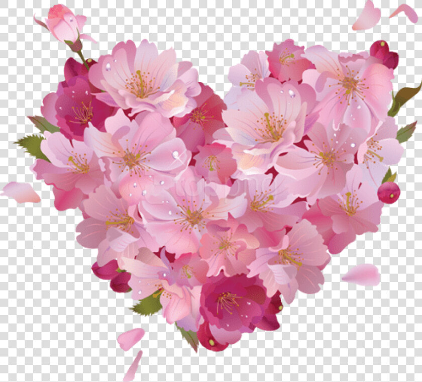 Free Png Pink Flower Heart Png   Pink Heart And Flowers  Transparent PngTransparent PNG