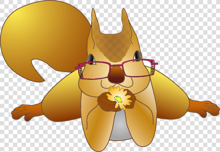 Near Sighted Squirrel Offering A Flower Optimized Clip   Squirrel With Glasses Clipart  HD Png DownloadTransparent PNG