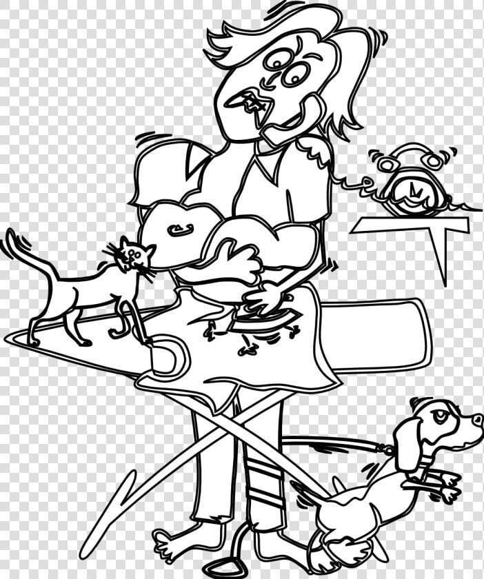 Busy Mom Black White Line Art 555px   Busy Pictures Black And White  HD Png DownloadTransparent PNG