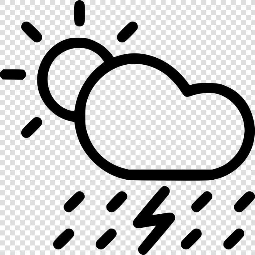 Cloud Rain Rainfall Thunder Daytime Lightning Sun   Sun And Thunder Clipart Black And White  HD Png DownloadTransparent PNG