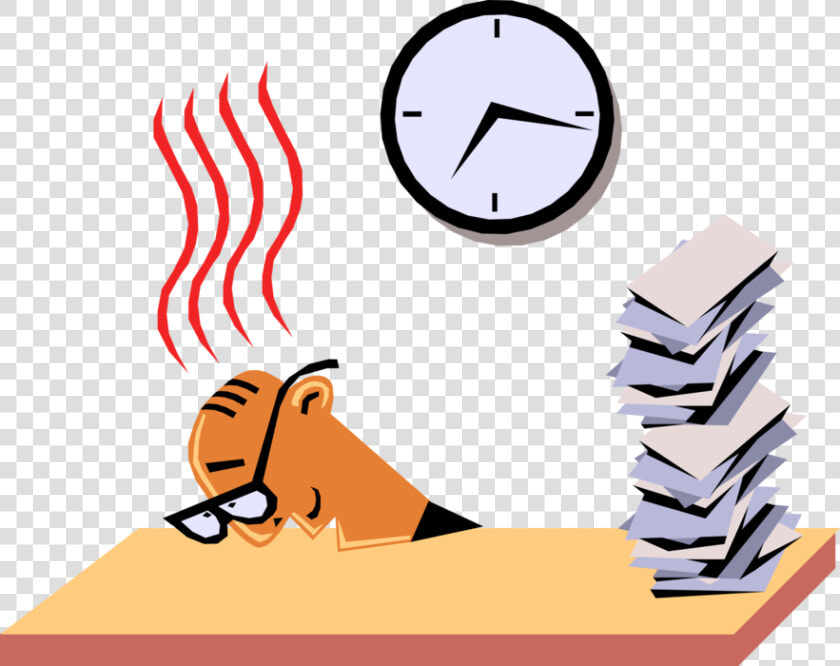 Vector Illustration Of Exhausted Businessman Works   Falling Asleep At Work Cartoon  HD Png DownloadTransparent PNG