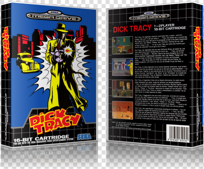 Sega Genesis Dick Tracy Sega Megadrive Replacement   Cover Megadrive Dick Tracy  HD Png DownloadTransparent PNG