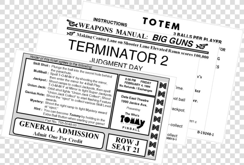 Pinball Instruction Cards Png   Instruction Card Flipper  Transparent PngTransparent PNG