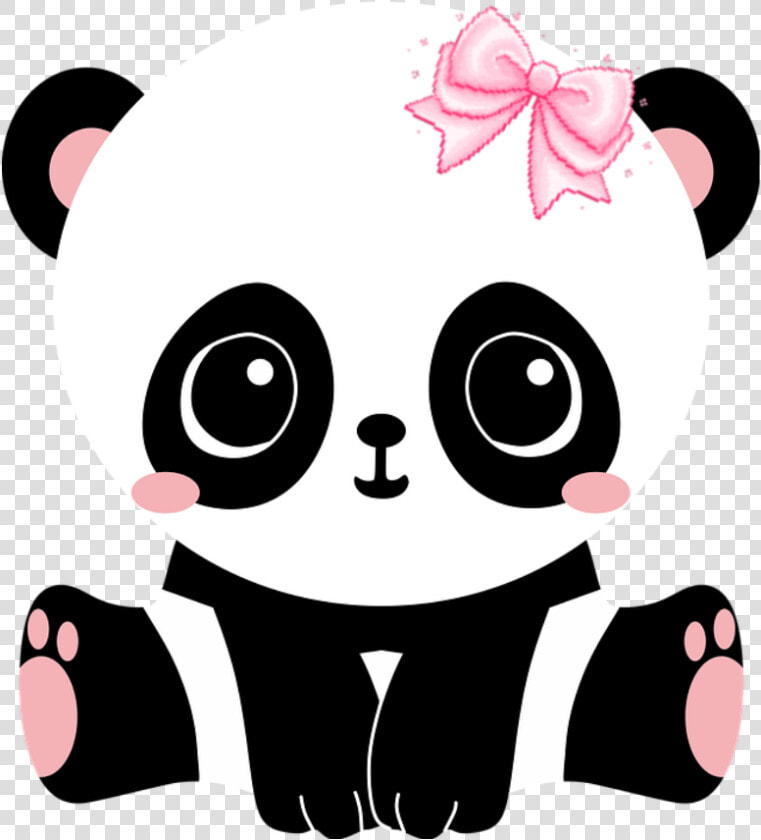  panda  baby  cute  animal  pink  blackandwhite   Panda Baby Cute Cartoon  HD Png DownloadTransparent PNG