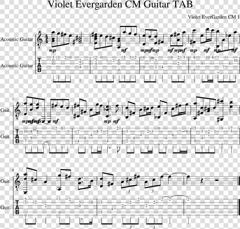 Violet Evergarden Guitar Tab  HD Png DownloadTransparent PNG