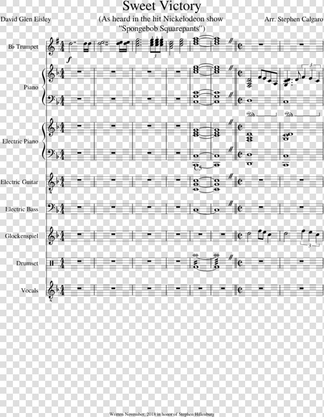 David Glen Eisley Sheet Music For Piano  Trumpet  Guitar    Sweet Victory Piano Sheet Music  HD Png DownloadTransparent PNG