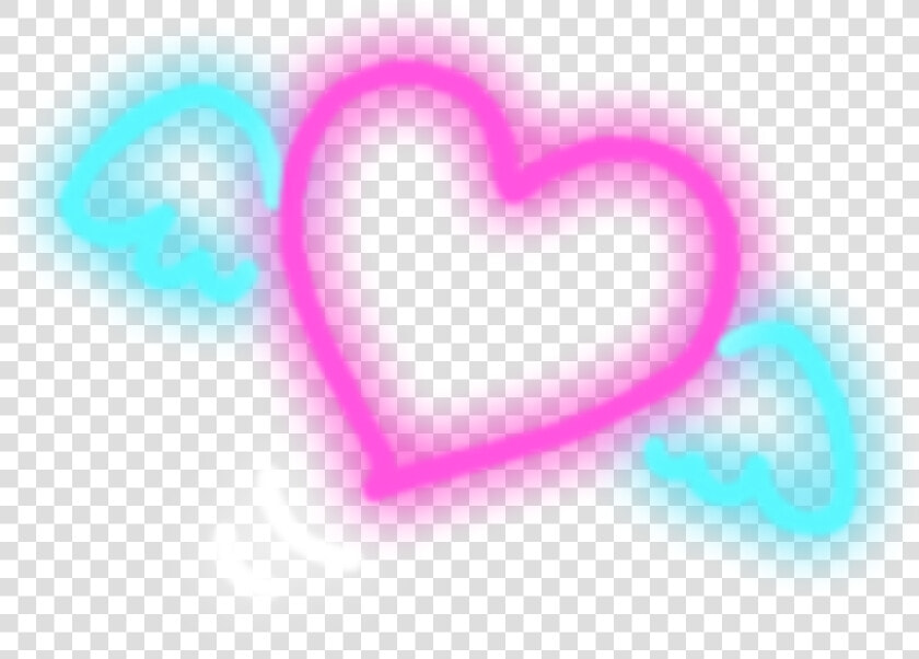  freetoedit  neon  heart With Angel Wings   Heart  HD Png DownloadTransparent PNG