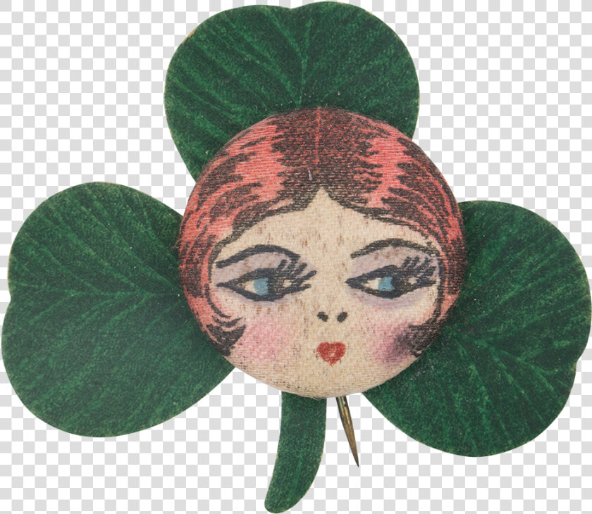 Flapper Face On Clover Art Button Museum   Illustration  HD Png DownloadTransparent PNG