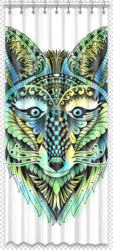 Water Color Ornate Foxy Wolf Head Ornate Drawing Window   Tiger  HD Png DownloadTransparent PNG