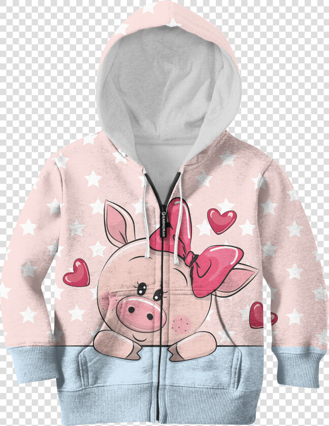 Gearhuman 3d Cute Pig With Sweet Heart Kid Custom Hoodies   Hoodie  HD Png DownloadTransparent PNG