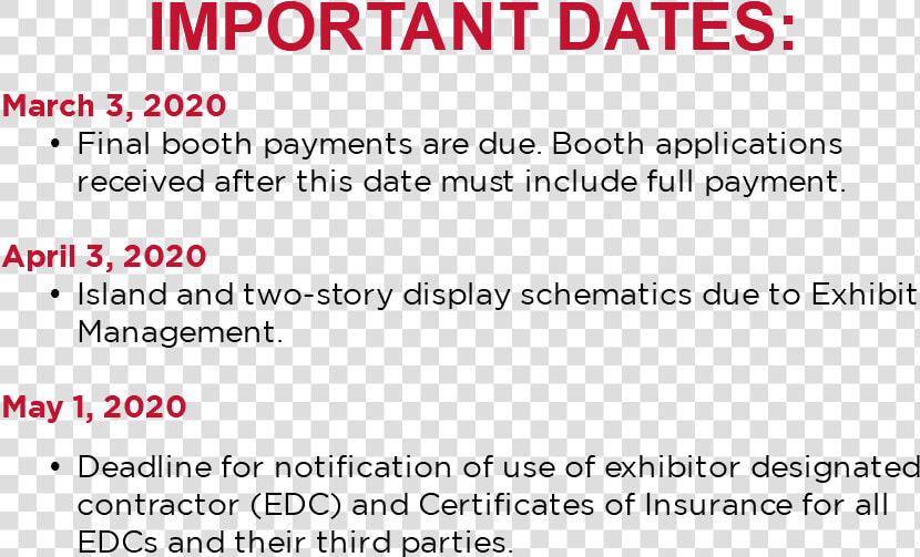 March 3  2020 Final Booth Payments Are Due  HD Png DownloadTransparent PNG