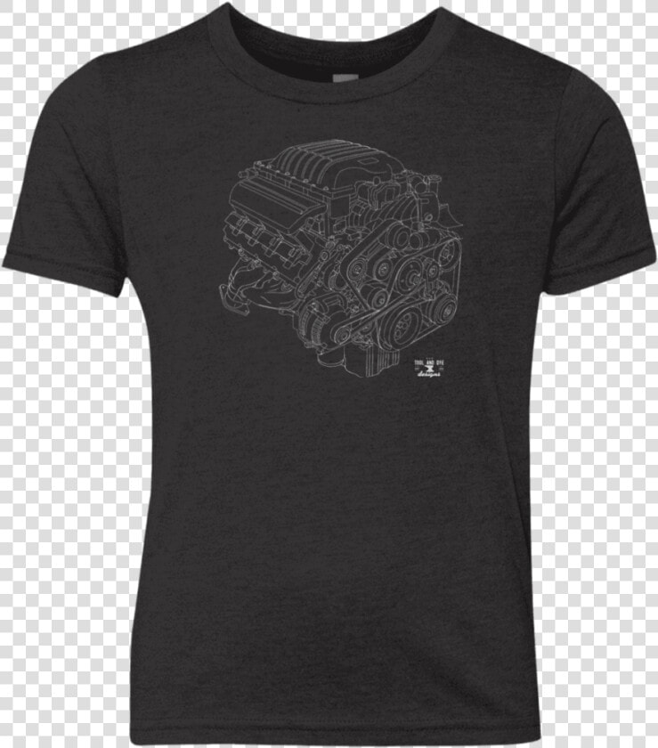 Dodge Hellcat Engine Blueprint Illustration Kids Tri blend   Shirt  HD Png DownloadTransparent PNG