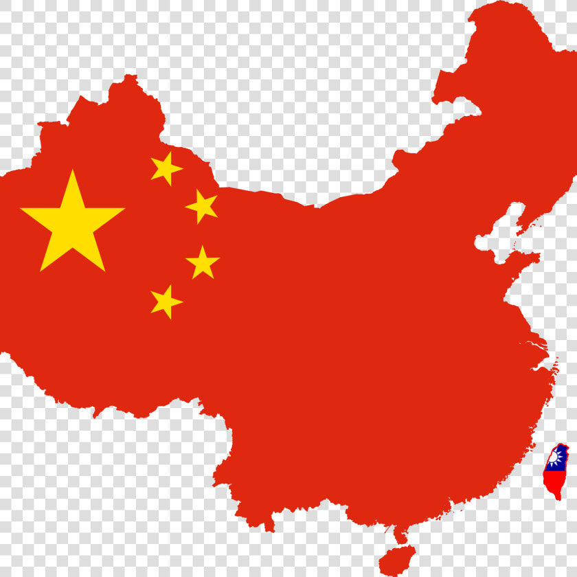 Chinese Flag Map   China And Tiwans Flag  HD Png DownloadTransparent PNG