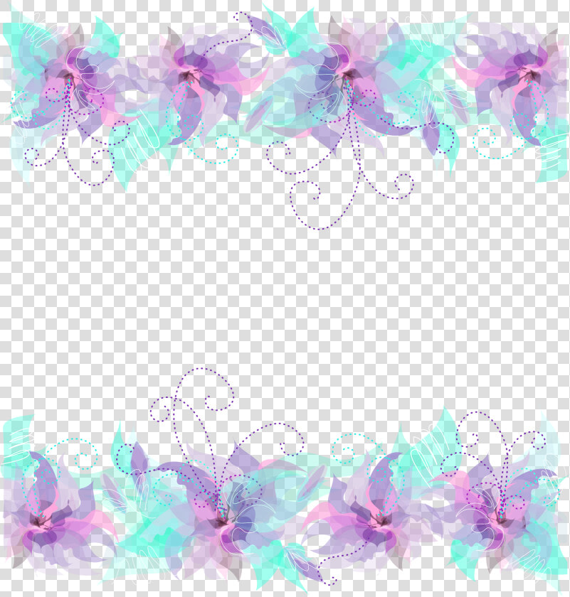 Floral Pink Purple And Blue Decoration Png Transparent   Purple And Turquoise Border  Png DownloadTransparent PNG