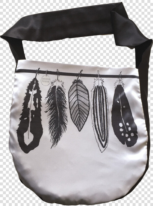 Janine Poole Designs White Feathers On Satin Bag  HD Png DownloadTransparent PNG