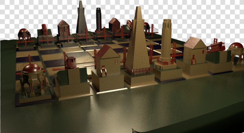 3d Chess Set Of San Francisco Skyline Created In Maya   Scale Model  HD Png DownloadTransparent PNG