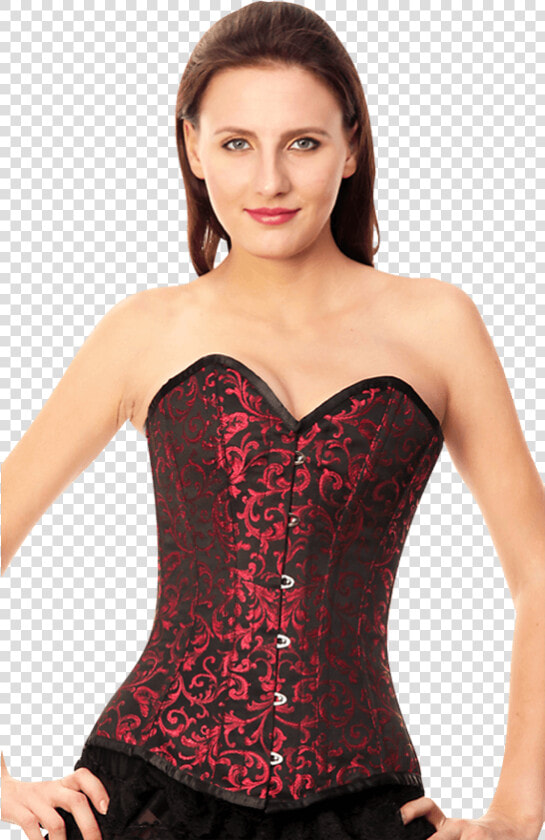 Burgundy Classic Brocade Overbust Corset   Corset  HD Png DownloadTransparent PNG