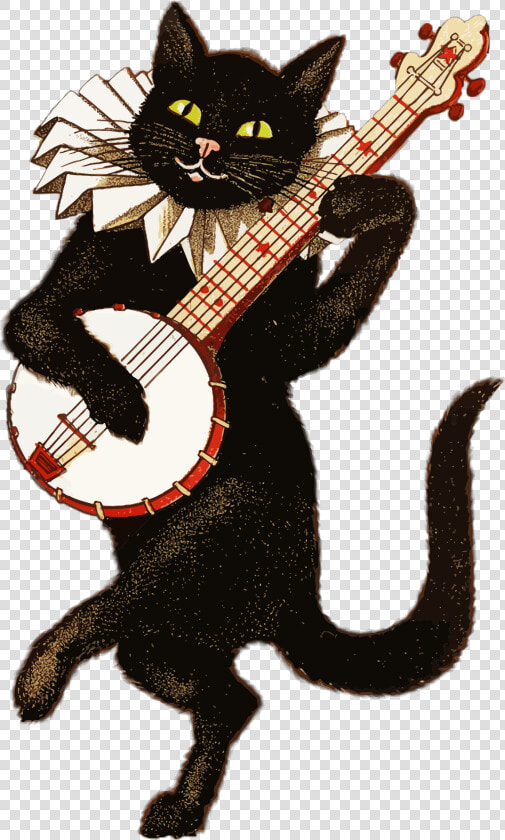 Vintage Cat Playing Banjo   Cat Playing Banjo  HD Png DownloadTransparent PNG