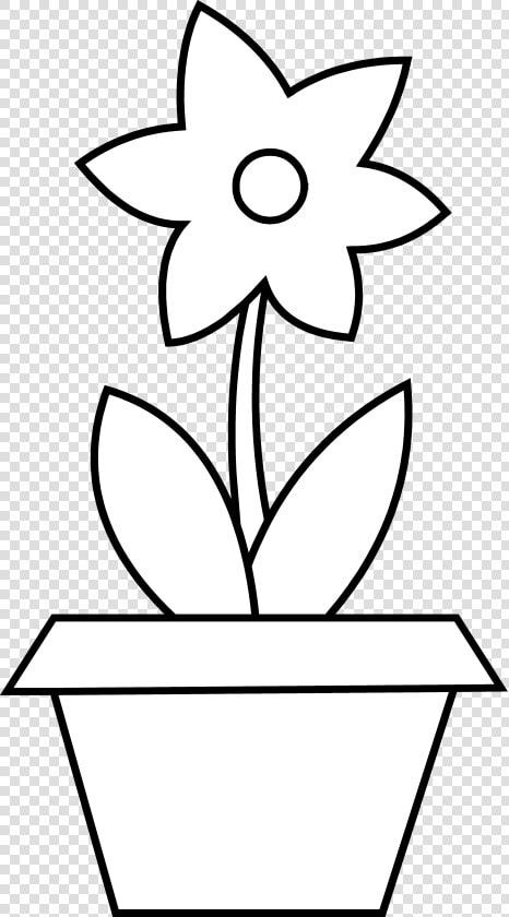 Flower Pot Outline   Flower With Top Outline  HD Png DownloadTransparent PNG