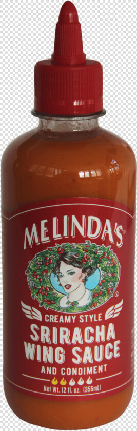 Melinda’s Creamy Style Sriracha Wing Sauce 355ml   Bottle  HD Png DownloadTransparent PNG