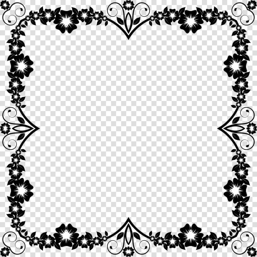 Download Flower Frame Black And White Png Clipart Borders   Black And White Flower Border Design  Transparent PngTransparent PNG