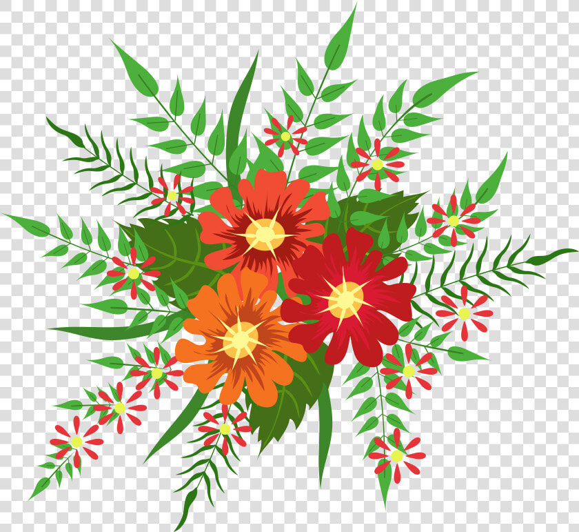 Flower Decorations Png   Red Orange Flower Clip Art  Transparent PngTransparent PNG