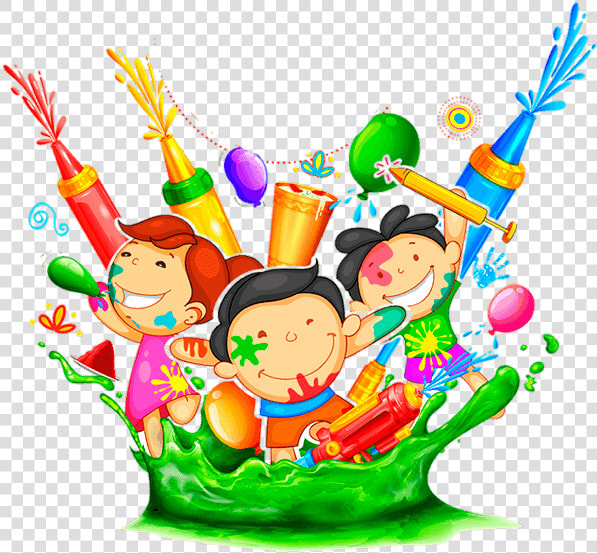 Pyar Ke Rang Se Bharo Pichkari  Sneh Ke Rang Do Duniya   Kids Playing Holi Vector  HD Png DownloadTransparent PNG