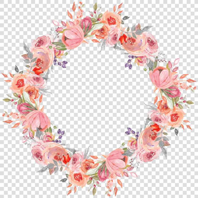  ftestickers  watercolor  flowers  frame  borders  pink   Pink Flower Wreath Png  Transparent PngTransparent PNG