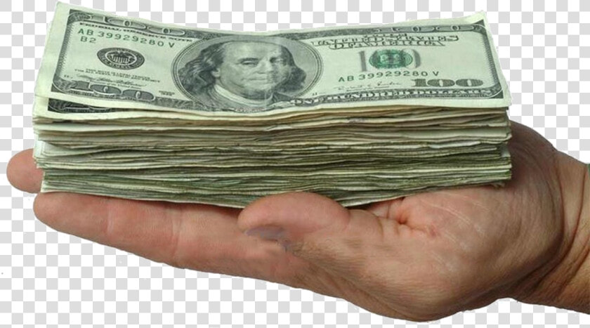 Transparent Cash In Hand Png   Holding Stack Of Money  Png DownloadTransparent PNG