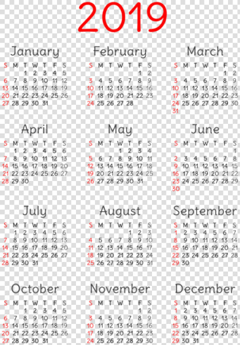 2019 Calendar Transparent Png   Png Download   Free Printable Downloadable 2020 Calendar  Png DownloadTransparent PNG