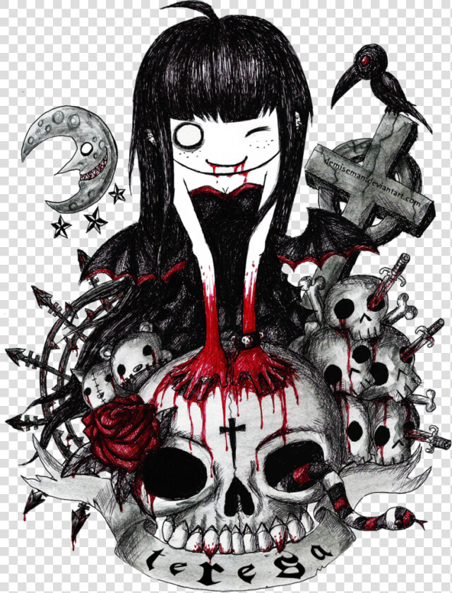 Vector Transparent Library Alice Drawing Creepy   Goth Drawings Chibi  HD Png DownloadTransparent PNG