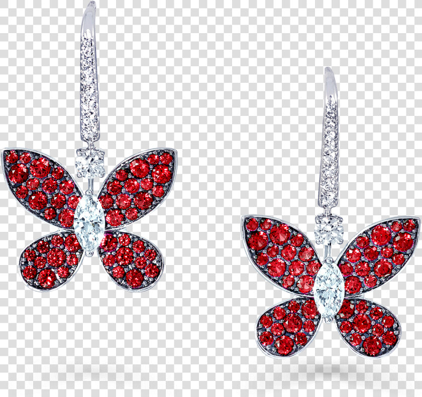 A Pair Of Graff Pavé Butterfly Drop Earrings Pave Set   Graff Pave Butterfly Earrings  HD Png DownloadTransparent PNG