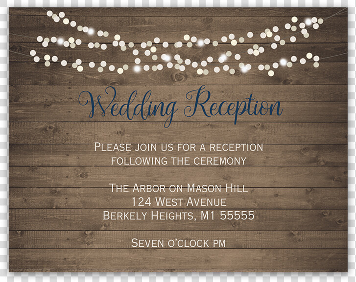 Rustic Barn Wood String Lights Wedding Reception Card   Bachelorette Party  HD Png DownloadTransparent PNG