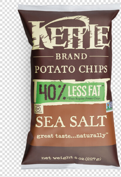 Sea Salt 40  Less Fat Potato Chips   Kettle Chips 40 Less Fat  HD Png DownloadTransparent PNG