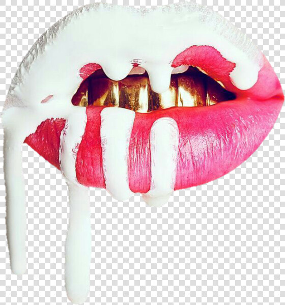  kylie  kyliejenner  lips  white  pink  grillz  dope   Kylie Jenner Logo  HD Png DownloadTransparent PNG