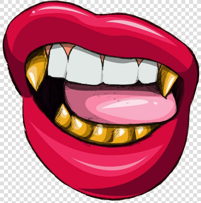 Grillz Drawing Lips   Cartoon Lips With Grill  HD Png DownloadTransparent PNG