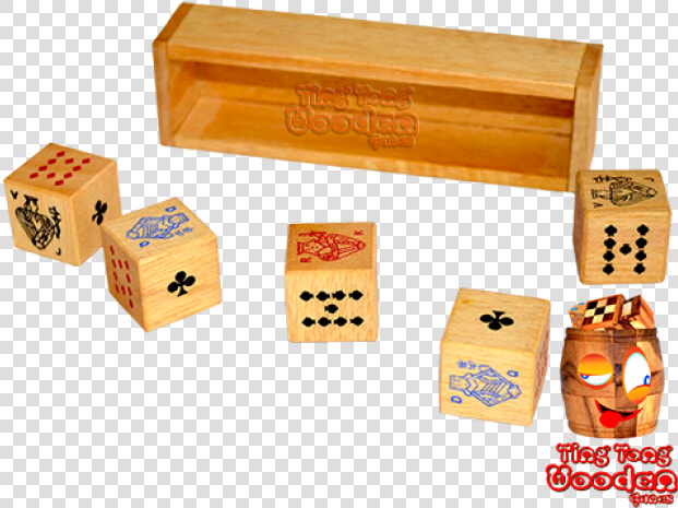 Dice Poker 5 Dice In Wooden Box To Play For Dice Poker   Dice  HD Png DownloadTransparent PNG