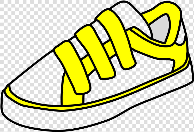 Sneakers  Velcro  White  Yellow   Clip Art Black And White Shoe  HD Png DownloadTransparent PNG