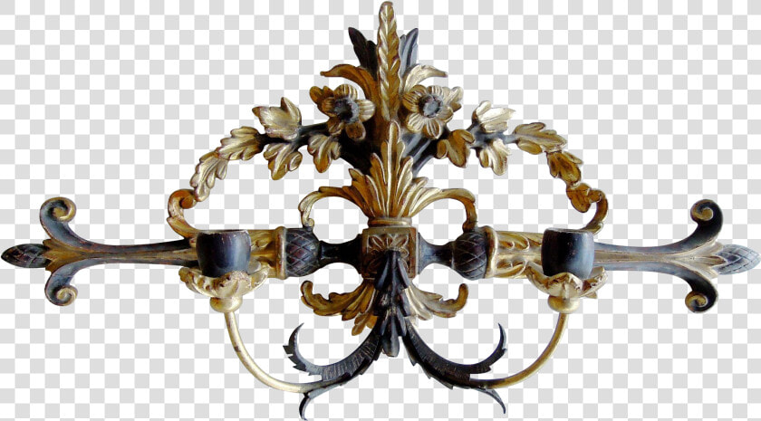 Antique Italian Hand Carved Wood  amp  Tole Sconce With   Chandelier  HD Png DownloadTransparent PNG