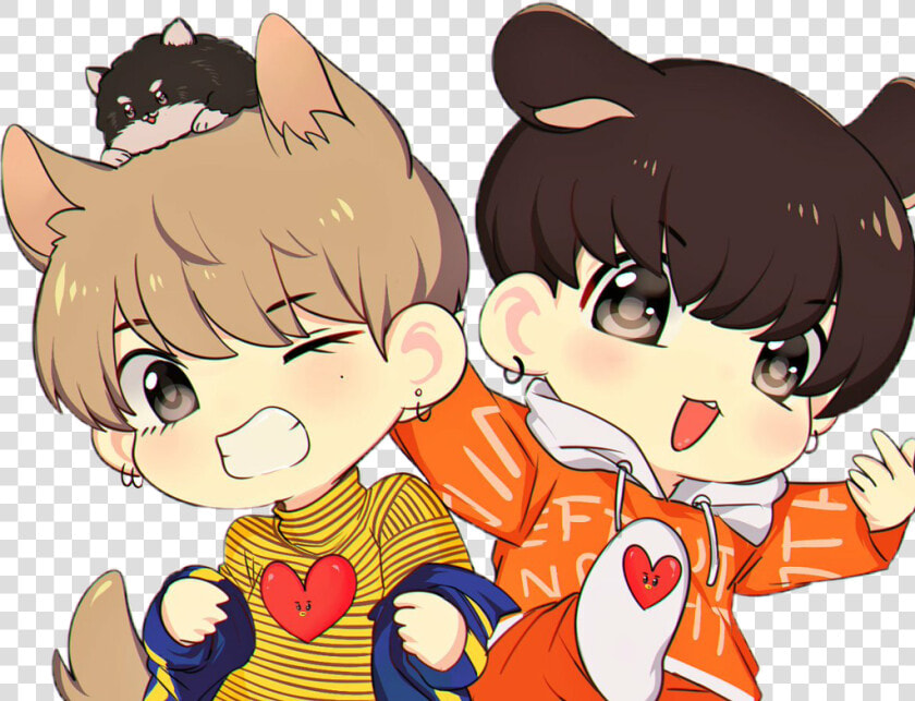  bts  taehyung  jungkook  vkook  chibi  fanart  yeontan   Imagenes De Vkook Chibi  HD Png DownloadTransparent PNG