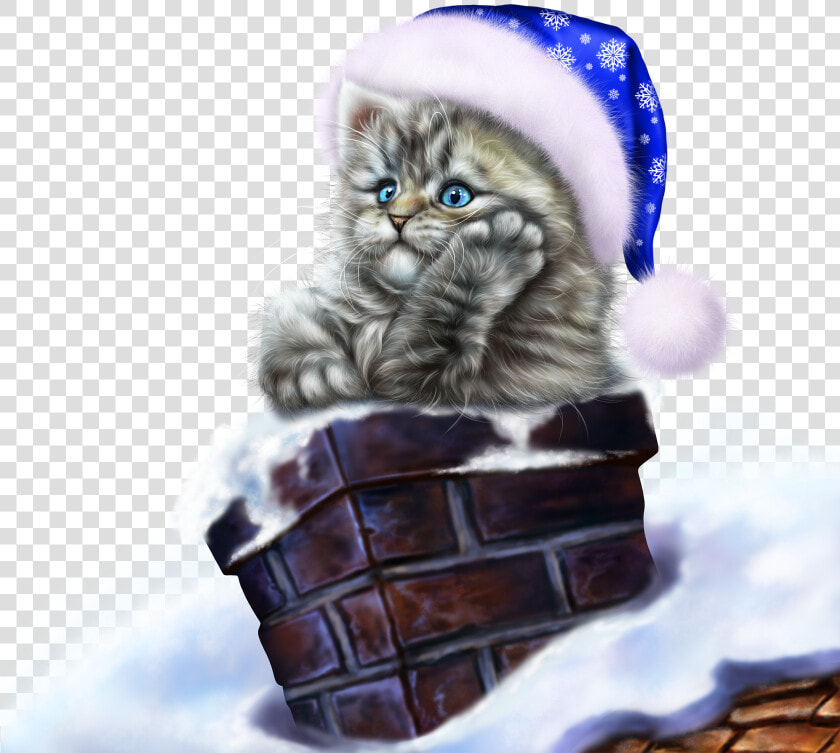 Santa Kitty In Chimney   Fajne Kartki Na Cały Tydzień  HD Png DownloadTransparent PNG